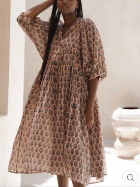 Boho Tiered Midi Dress in Peach Floral